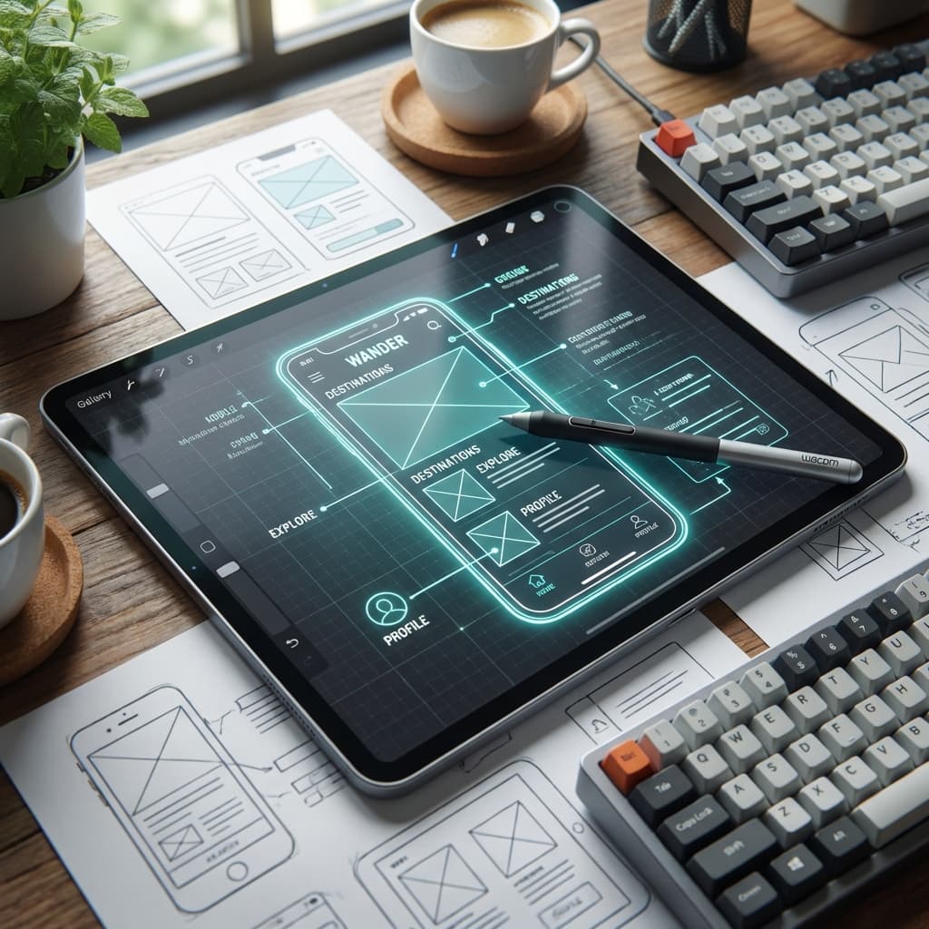 Designer working on high fidelity prototype